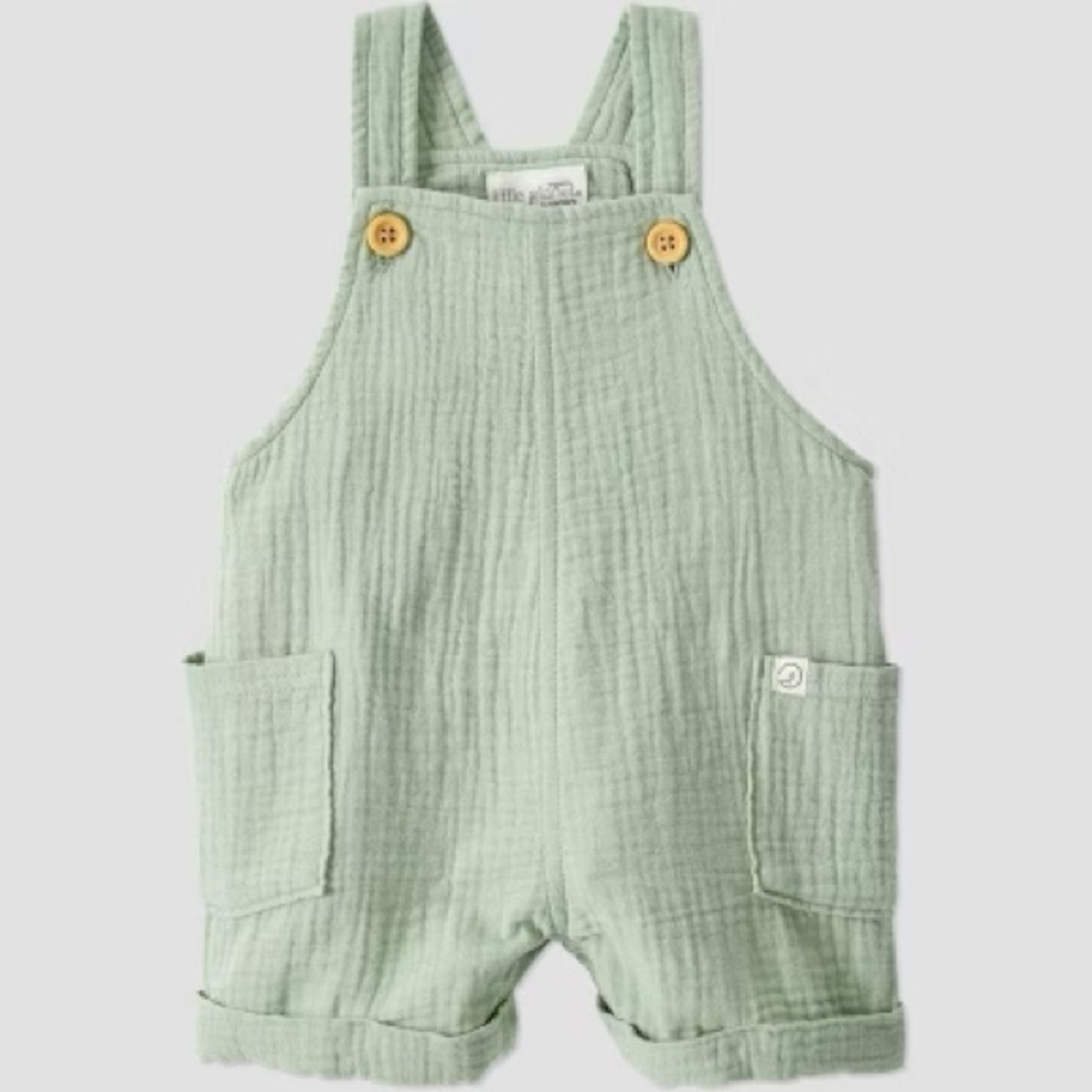Little Planet Baby Organic Cotton Gauze Shortalls in Green, 9M